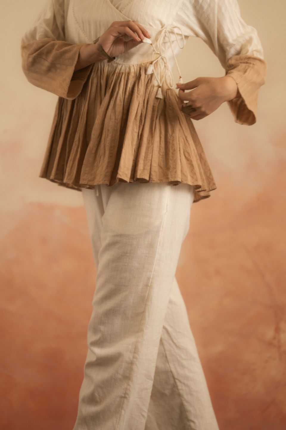 Tea Gathered Wrap Blouse (Mul Cotton)